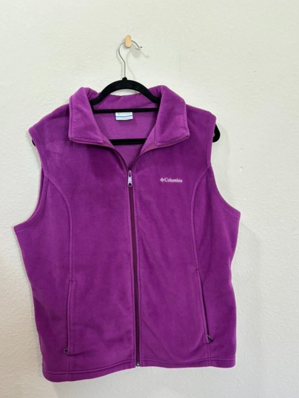 Columbia Purple Full Zip Lightweight Outdoor Fleece Vest Size XL